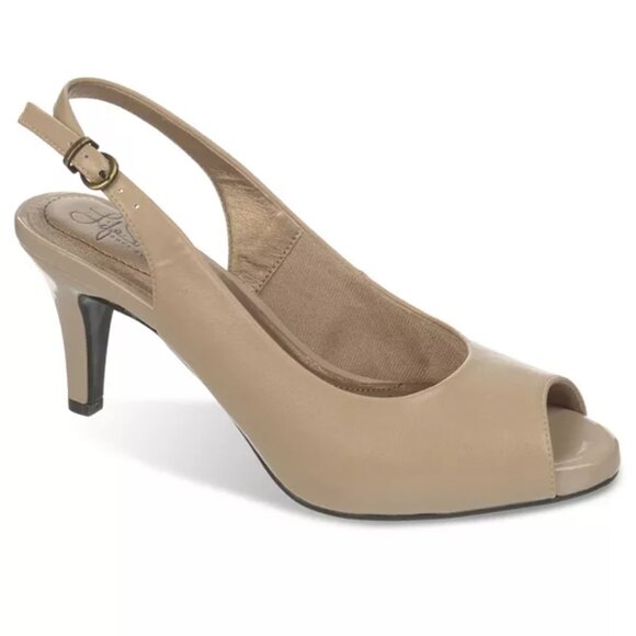 Life Stride Beige Slingback Heels - Picture 1 of 12